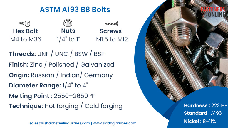 ASTM A193 B8 Bolts