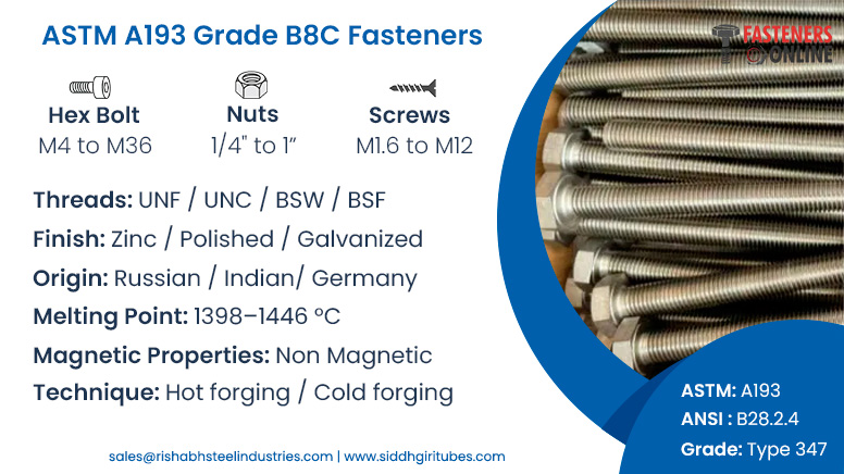 ASTM A193 Grade B8C Fasteners