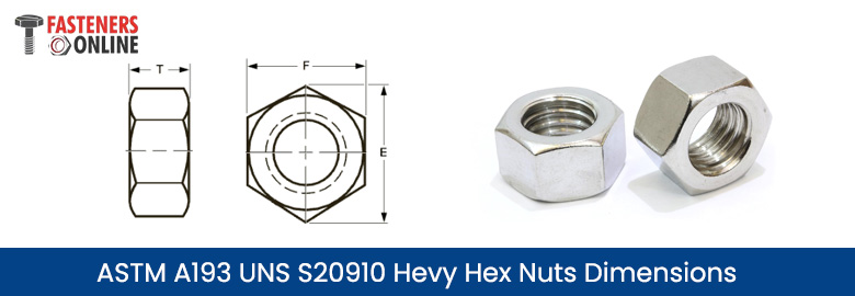 ASTM A193 UNS S20910 Hevy hex nuts dimensions