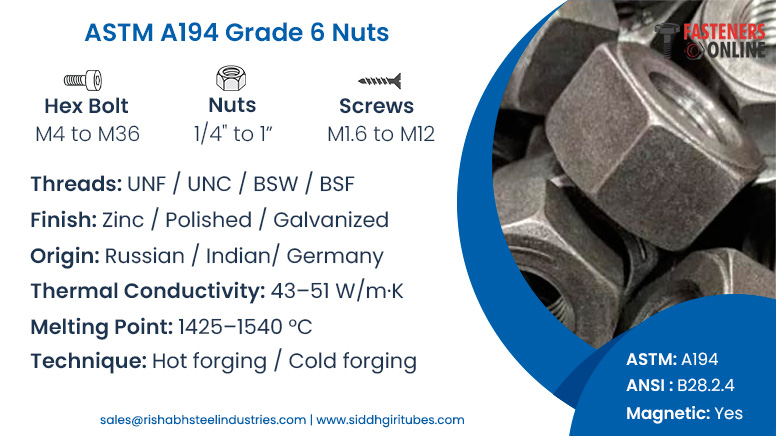 ASTM A194 Grade 6 Nuts