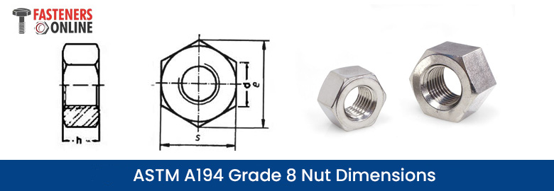 ASTM A194 grade 8 nut dimensions
