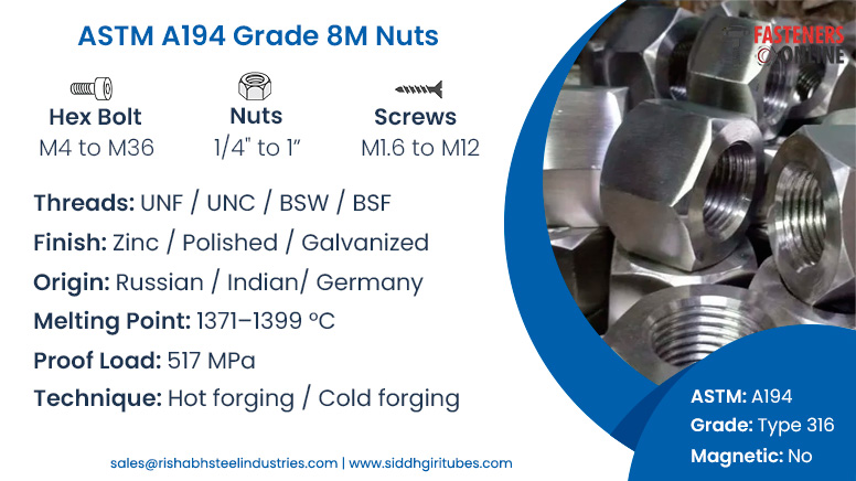 ASTM A194 Grade 8M Nuts