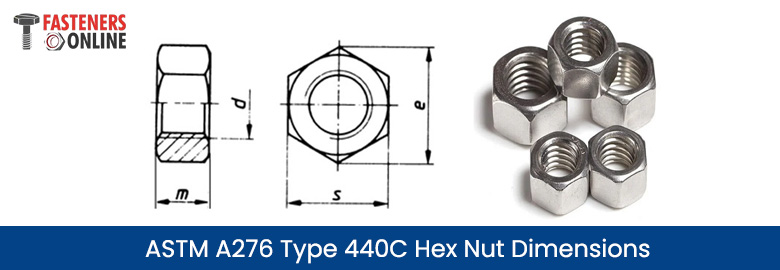 ASTM A276 Type 440C Hex Nut Dimensions ASTM A276 Type 440C Hex Nut Dimensions
