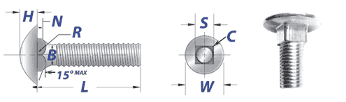 Stainless steel carriage bolts dimensions