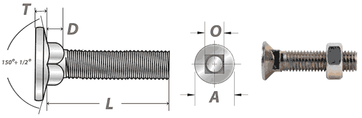 Stainless steel carriage bolts dimensions