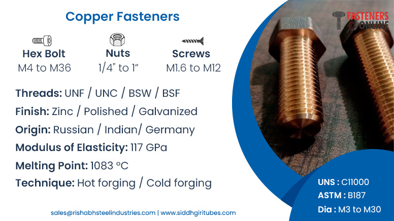 Copper Fasteners Manufacturer in India