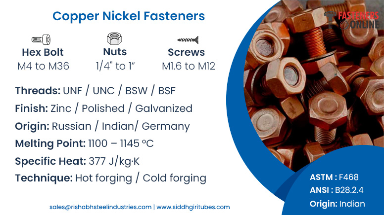 Copper Nickel Fasteners Copper Nickel Fasteners