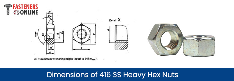 Dimensions of 416 SS Heavy Hex Nuts