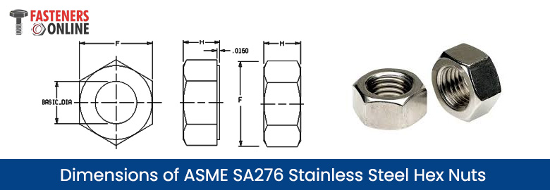 Dimensions of ASME SA276 Stainless Steel Hex Nuts