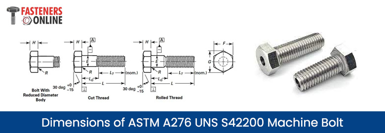 Dimensions of ASTM A276 UNS S42200 Machine Bolt