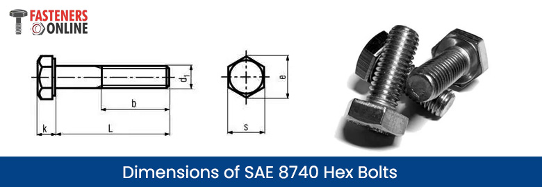 Dimensions of SAE 8740 Hex Bolts