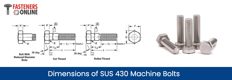 Dimensions of SUS 430 Machine Bolts
