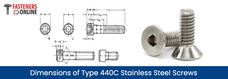 Dimensions of Type 440C Stainless Steel Screws Dimensions of Type 440C Stainless Steel Screws