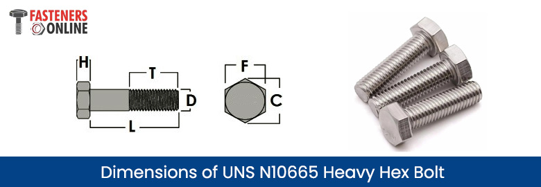 Dimensions of UNS N10665 Heavy Hex Bolt