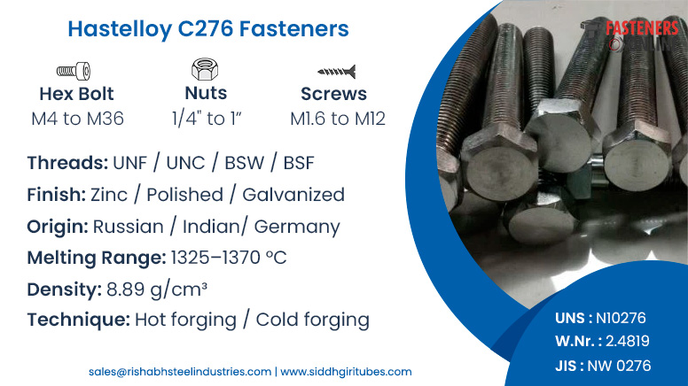 Hastelloy C276 Fasteners Hastelloy C276 Fasteners