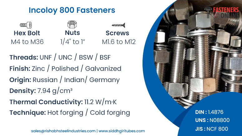 Incoloy 800 fasteners
