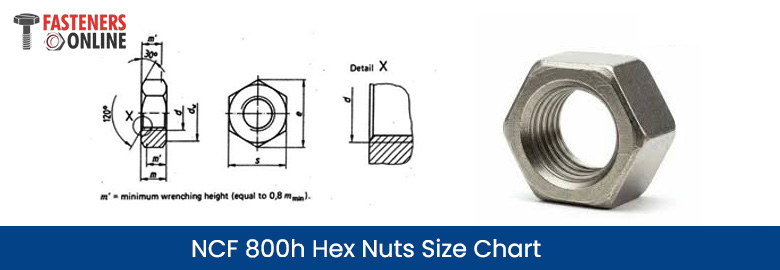 NCF 800h Hex Nuts Size Chart
