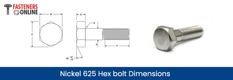 Nickel 625 Hex bolt Dimensions