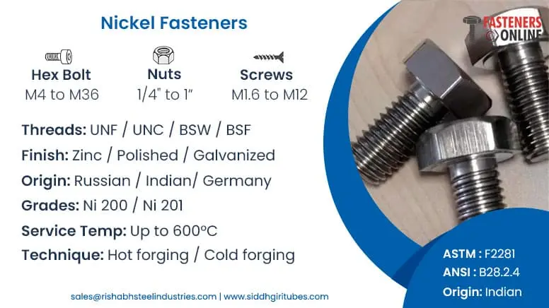 Nickel Alloy Fasteners Manufacturer