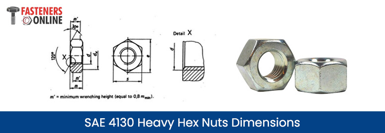 SAE 4130 Heavy Hex Nuts Dimensions