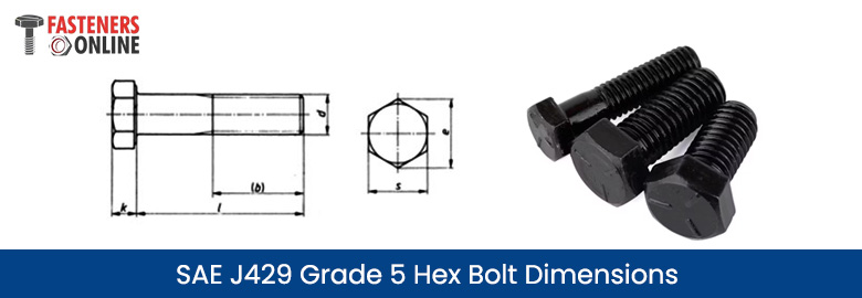 SAE J429 Grade 5 Hex Bolt Dimensions