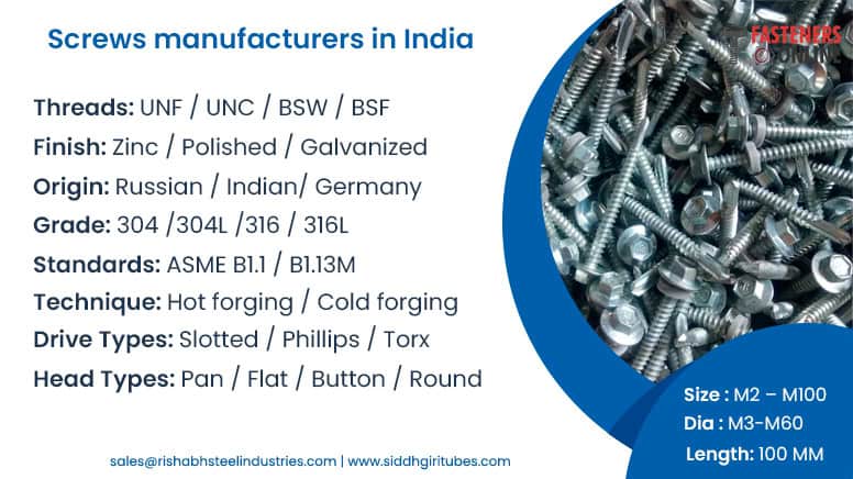 Screws manufacturers in India