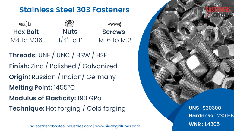 Stainless Steel 303 Fasteners
