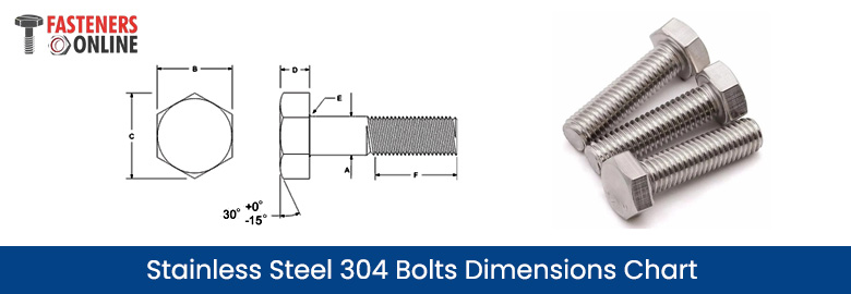 Stainless Steel 304 Bolts Dimensions Chart