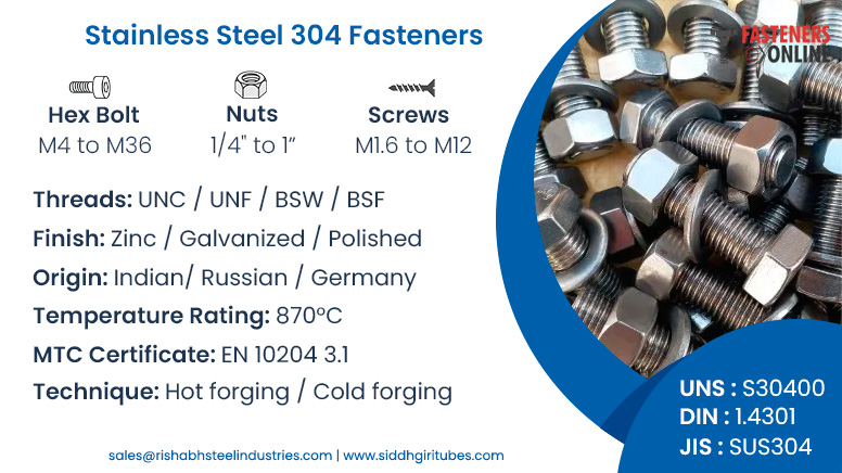 Stainless Steel 304 Fasteners