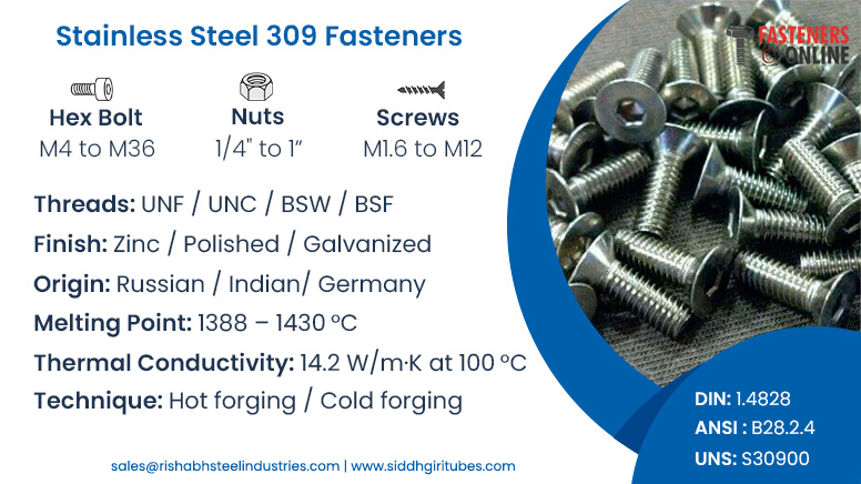 Stainless Steel 309 Fasteners