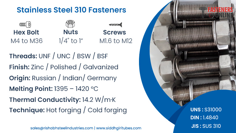 Stainless Steel 310 Fasteners
