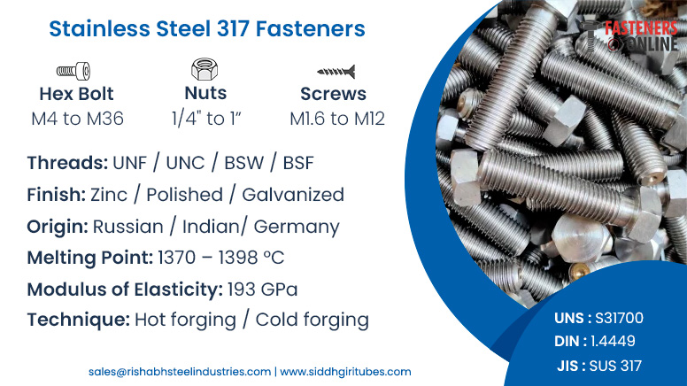 Stainless Steel 317 Fasteners