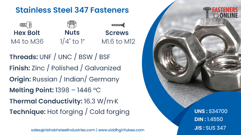 Stainless Steel 347 Fasteners