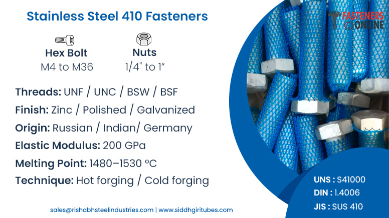Stainless Steel 410 Fasteners