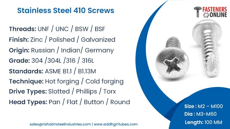Stainless steel 410 screws