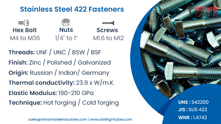 Stainless Steel 422 Fasteners