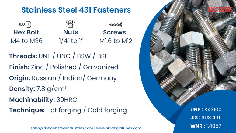 Stainless Steel 431 Fasteners