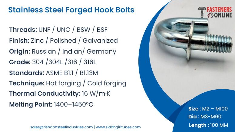 Stainless Steel Forged Hook Bolts