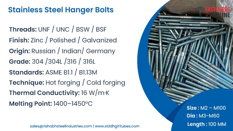 Stainless Steel Hanger Bolts