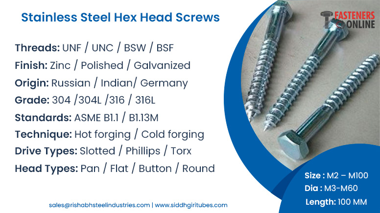 Stainless Steel Hex Head Screws