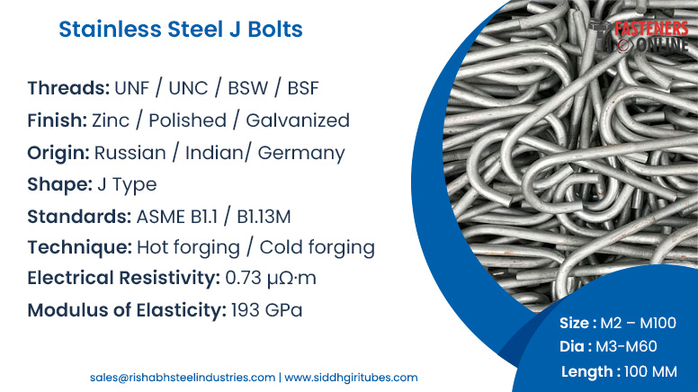 Stainless Steel J Bolts