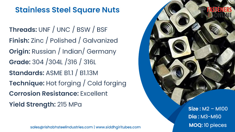 Stainless Steel Square Nuts