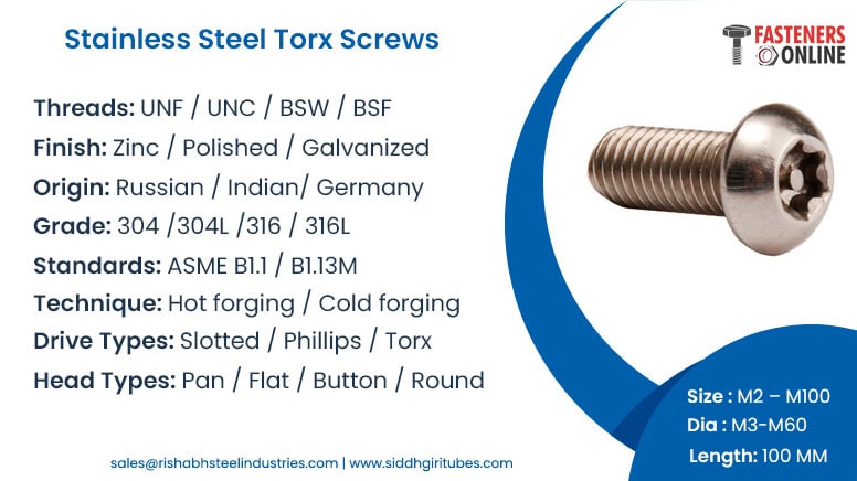 Stainless Steel Torx Screws