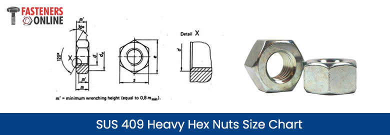 SUS 409 Heavy Hex Nuts Size Chart