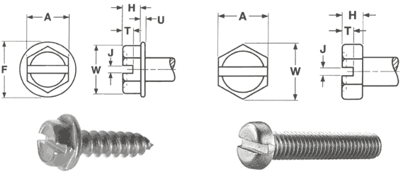 Self Tapping Hex Head Screw dimensions