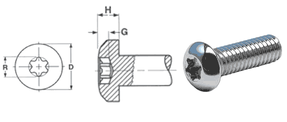 Self tapping torx Screw dimensions